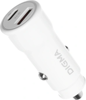Автомобильное зар./устр. Digma DGC2С 20W 3A (PD+QC) USB-C/USB-A белый (DGC2C0HX12WH) - купить недорого с доставкой в интернет-магазине