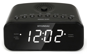 Радиобудильник Hyundai H-RCL221 черный LCD подсв:белая часы:цифровые FM - купить недорого с доставкой в интернет-магазине