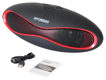 Колонка порт. Hyundai H-PAC100 черный 3W 1.0 BT/3.5Jack/USB - купить недорого с доставкой в интернет-магазине