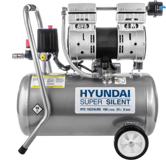 Компрессор поршневой Hyundai HYC 18224LMS безмасляный 180л/мин 24л 1000Вт серебристый - купить недорого с доставкой в интернет-магазине