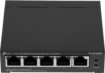 Коммутатор TP-Link TL-SF1005P (L2) 5x100Мбит/с 4PoE 58W неуправляемый - купить недорого с доставкой в интернет-магазине