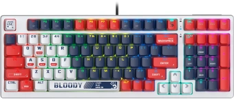 Клавиатура A4Tech S98 Sports механическая синий/белый USB for gamer LED (S98 SPORTS NAVY BLMS RED PLUS) кабель 1.8м - купить недорого с доставкой в интернет-магазине