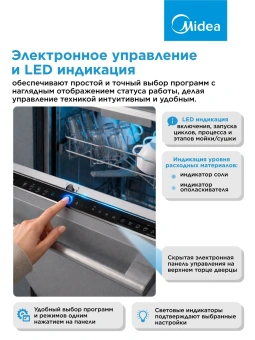 Посудомоечная машина встраив. Midea MID60S150i полноразмерная - купить недорого с доставкой в интернет-магазине