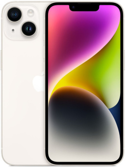 Смартфон Apple A2882 iPhone 14 256Gb 6Gb сияющая звезда моноблок 3G 4G 2Sim 6.1" 1170x2532 iOS 16 12Mpix 802.11 a/b/g/n/ac/ax NFC GPS GSM900/1800 GSM1900 Protect - купить недорого с доставкой в интернет-магазине