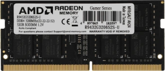 Память DDR4 32GB 3200MHz AMD R9432G3206S2S-U R9 RTL PC4-25600 CL22 SO-DIMM 260-pin 1.2В Ret - купить недорого с доставкой в интернет-магазине