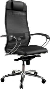 Кресло Метта Samurai SL-1 черный сиденье черный сетка с подголов. крестов. металл хром - купить недорого с доставкой в интернет-магазине