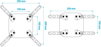 Кронштейн-адаптер для телевизора Kromax ADAPTER-200 черный 33"-43" макс.20кг настольный фиксированный - купить недорого с доставкой в интернет-магазине