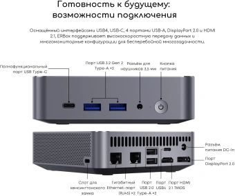 Неттоп Acer Gadget E10 ERBox Ryzen 7 8745HS (3.8) 16Gb SSD512Gb UHDG Windows 11 Pro 2xGbitEth WiFi BT 120W черный (1747236) - купить недорого с доставкой в интернет-магазине