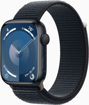 Смарт-часы Apple Watch Series 9 A2980 45мм OLED корп.темная ночь Sport Loop рем.темная ночь разм.брасл.:145-220мм (MR9C3LL/A) - купить недорого с доставкой в интернет-магазине