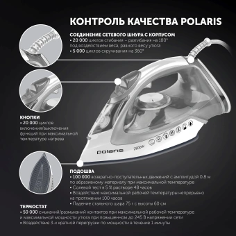 Утюг Polaris PIR 2821AK 2800Вт белый/серебристый - купить недорого с доставкой в интернет-магазине