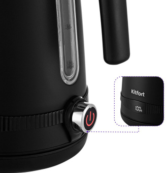 Чайник электрический Kitfort КТ-6121-1 1.7л. 2200Вт черный корпус: металл/пластик - купить недорого с доставкой в интернет-магазине