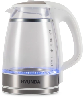Чайник электрический Hyundai HYK-G3506 1.7л. 2200Вт белый/серебристый корпус: стекло - купить недорого с доставкой в интернет-магазине