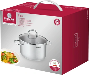 Кастрюля Rondell Solo RDS-1602 3.1л. d=20см (с крышкой) стальной - купить недорого с доставкой в интернет-магазине