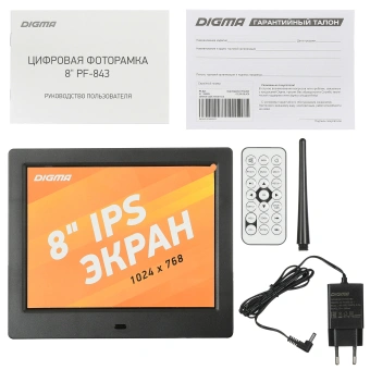 Фоторамка Digma 8" PF-843 IPS 1024x768 черный пластик ПДУ Видео - купить недорого с доставкой в интернет-магазине