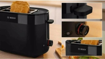 Тостер Bosch TAT2M123 950Вт черный - купить недорого с доставкой в интернет-магазине