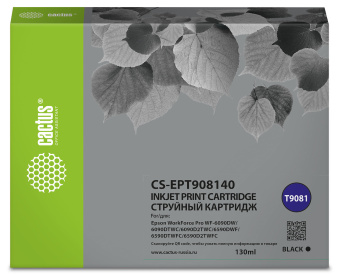 Картридж струйный Cactus CS-EPT908140 T9081 черный (130мл) для Epson WorkForce WF-6090DW/WF-6590DWF Pro - купить недорого с доставкой в интернет-магазине