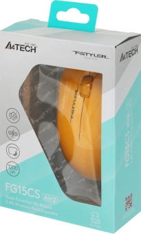 Мышь A4Tech Fstyler FG15CS Air2 желтый оптическая 1200dpi silent беспров. USB для ноутбука 3but - купить недорого с доставкой в интернет-магазине