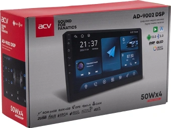 Автомагнитола ACV AD-9002 DSP 2DIN 4x50Вт v5.0 USB 2.0 AUX 4096Mb DSP Android 13 9" WiFi 4G 2.5 RDS (43224) - купить недорого с доставкой в интернет-магазине
