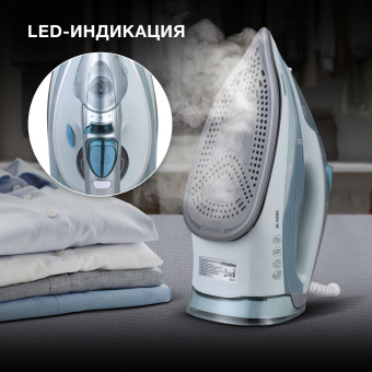 Утюг Hyundai H-SI01340 2800Вт голубой/белый - купить недорого с доставкой в интернет-магазине