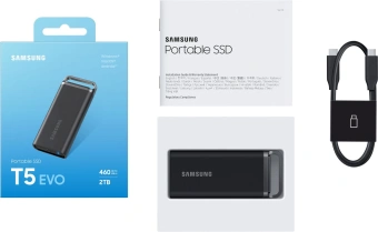 Накопитель SSD Samsung USB-C 2TB MU-PH2T0S/WW T5 Evo 2.5" черный - купить недорого с доставкой в интернет-магазине