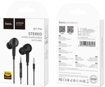 Гарнитура внутриканальные Hoco M1 Pro 1.2м черный проводные в ушной раковине (M1) - купить недорого с доставкой в интернет-магазине