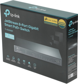 Коммутатор TP-Link JetStream SG2008P (L2) 8x1Гбит/с 4PoE+ 62W управляемый - купить недорого с доставкой в интернет-магазине