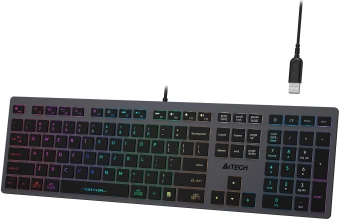 Клавиатура A4Tech FX60H серый USB slim LED (FX60H GREY/NEON) кабель 1.5м - купить недорого с доставкой в интернет-магазине
