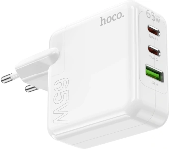 Сетевое зар./устр. Hoco C115A Header PD65W three-port(2C1A) charger(EU) 65W 3.25A+3A+2A+1.5A (PD+QC) универсальное белый (98312) - купить недорого с доставкой в интернет-магазине