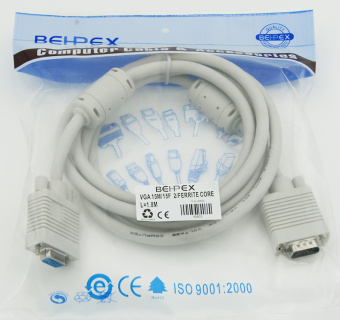 Кабель VGA (m) VGA (f) 1.8м феррит.кольца серый - купить недорого с доставкой в интернет-магазине