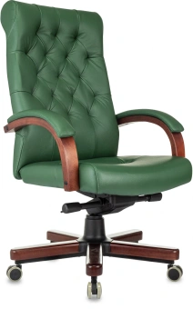 Кресло руководителя Бюрократ T-9928Walnut зеленый кожа крестов. металл/дерево - купить недорого с доставкой в интернет-магазине