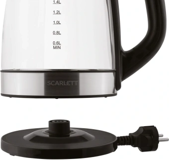 Чайник электрический Scarlett SC-EK27G19 2.2л. 2200Вт черный/серебристый корпус: стекло/металл/пластик (EK27G19) - купить недорого с доставкой в интернет-магазине