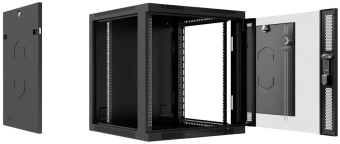 Шкаф коммутационный Cabeus (SH-05F-6U60/45-BK) настенный 6U 600x450мм пер.дв.стекл 60кг черный 390мм 220град. 368мм IP20 сталь - купить недорого с доставкой в интернет-магазине