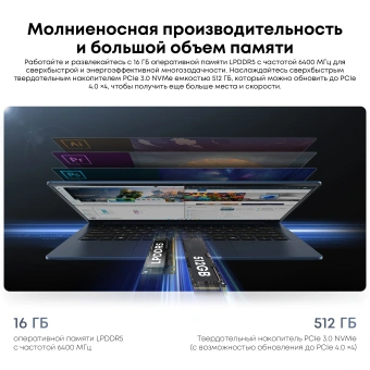 Ноутбук Chuwi Corebook Air Ryzen 5 6600H 16Gb SSD512Gb AMD Radeon 660M 14" IPS FHD+ (1920x1200) Windows 11 Pro blue WiFi BT Cam - купить недорого с доставкой в интернет-магазине