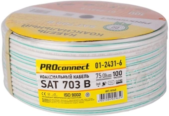 Кабель коаксиальный PROconnect 01-2431-6 SAT 703 F/UTP 75Om PVC внутренний 100м белый - купить недорого с доставкой в интернет-магазине