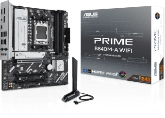 Материнская плата Asus PRIME B840M-A WIFI SocketAM5 AMD B840 4xDDR5 mATX AC`97 8ch(7.1) 2.5Gg RAID+HDMI+DP - купить недорого с доставкой в интернет-магазине