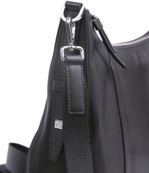 Сумка седло женская Piquadro Lyra BD6658W92T/N 10.9" черная ткань/натур.кожа - купить недорого с доставкой в интернет-магазине