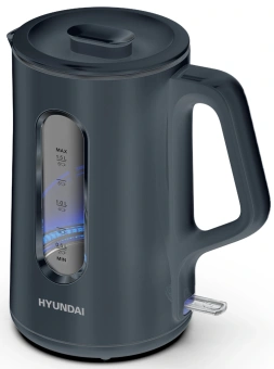 Чайник электрический Hyundai HYK-G4508 1.5л. 1700Вт серый/прозрачный корпус: стекло - купить недорого с доставкой в интернет-магазине