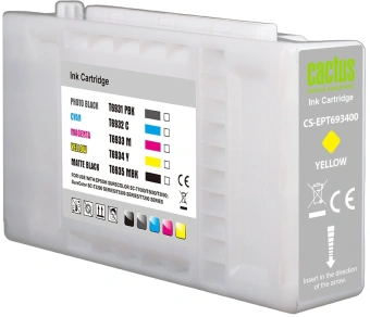 Картридж струйный Cactus CS-EPT693400 T6934 желт.пигм. (350мл) для Epson SureColor SC-T3000/T3070/T3200/T5000/5200 с чипом - купить недорого с доставкой в интернет-магазине