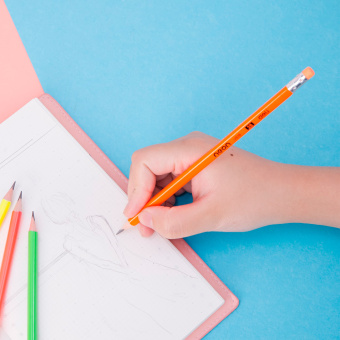 Карандаш ч/г Deli Neon EU51800 2B трехгран. тополь карт.кор. (12шт) ластик - купить недорого с доставкой в интернет-магазине