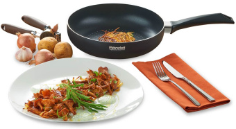 Сковорода Rondell Arabesco RDA-777 круглая 26см покрытие: Xylan Plus ручка несъемная (без крышки) серый - купить недорого с доставкой в интернет-магазине