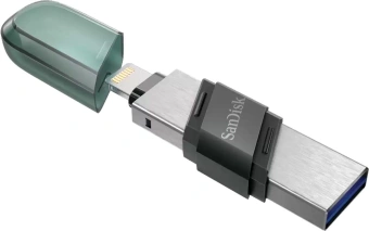Флеш Диск Sandisk 64GB iXpand Flip SDIX90N-064G-GN6NN USB3.1 зеленый/серебристый - купить недорого с доставкой в интернет-магазине