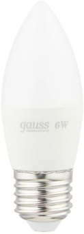 Лампа светодиодная Gauss Elementary 6Вт цок.:E27 свеча 220B св.свеч.бел.теп. C37 (упак.:10шт) (33216) - купить недорого с доставкой в интернет-магазине