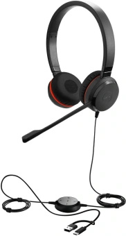 Наушники с микрофоном Jabra Evolve 20 SE черный 2м накладные USB оголовье (4999-823-369) - купить недорого с доставкой в интернет-магазине