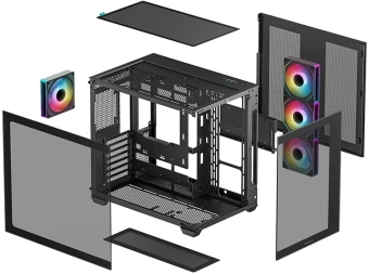 Корпус Deepcool CG530 4F черный без БП ATX 6x120mm 4x140mm 1xUSB3.0 audio bott PSU - купить недорого с доставкой в интернет-магазине