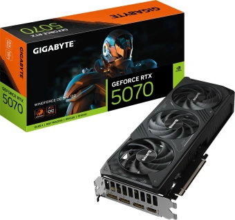 Видеокарта Gigabyte PCI-E GV-N5070WF3OC-12GD 1.0 NVIDIA GeForce RTX 5070 12Gb 192bit GDDR7 2542/28000 HDMIx1 DPx3 HDCP Ret - купить недорого с доставкой в интернет-магазине
