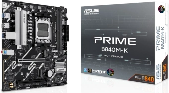 Материнская плата Asus PRIME B840M-K Socket AM5 AMD B840 2xDDR5 mATX AC`97 8ch(7.1) 2.5Gg RAID+HDMI - купить недорого с доставкой в интернет-магазине