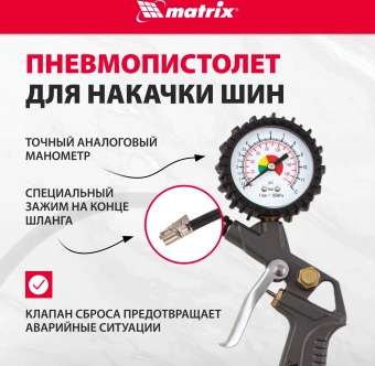 Набор пневмоинструментов Matrix 57304 компл.:5 предметов 307л/мин красный/оранжевый - купить недорого с доставкой в интернет-магазине