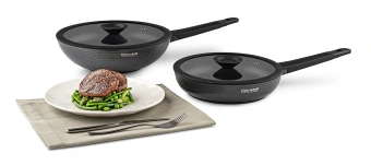 Сковорода ВОК (WOK) Rondell Kontur RDA-1489 круглая 28см покрытие: Xylan Plus ручка несъемная (с крышкой) графитовый - купить недорого с доставкой в интернет-магазине