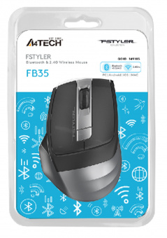 Мышь A4Tech Fstyler FB35 серый оптическая (2000dpi) беспроводная BT/Radio USB для ноутбука (6but) - купить недорого с доставкой в интернет-магазине