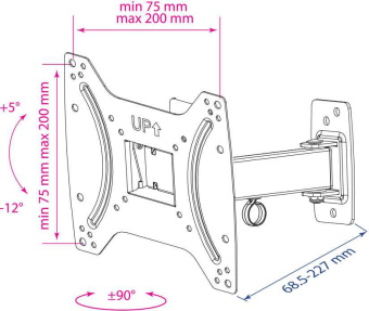 Кронштейн для телевизора Kromax OPTIMA-203 черный 15"-42" макс.25кг настенный поворот и наклон - купить недорого с доставкой в интернет-магазине